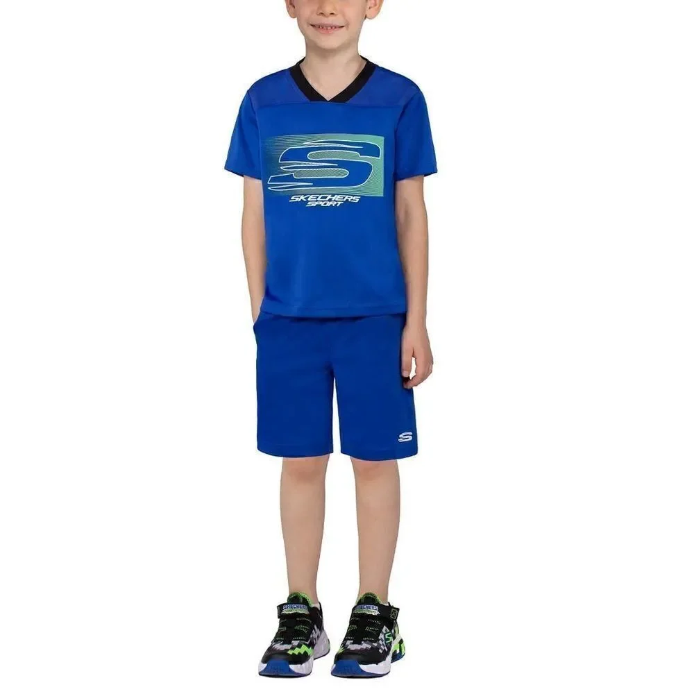 NEW! NWT SKECHERS Boys Kids 3 piece Active Sport Set in Color Blue and Black - Picture 7 of 11
